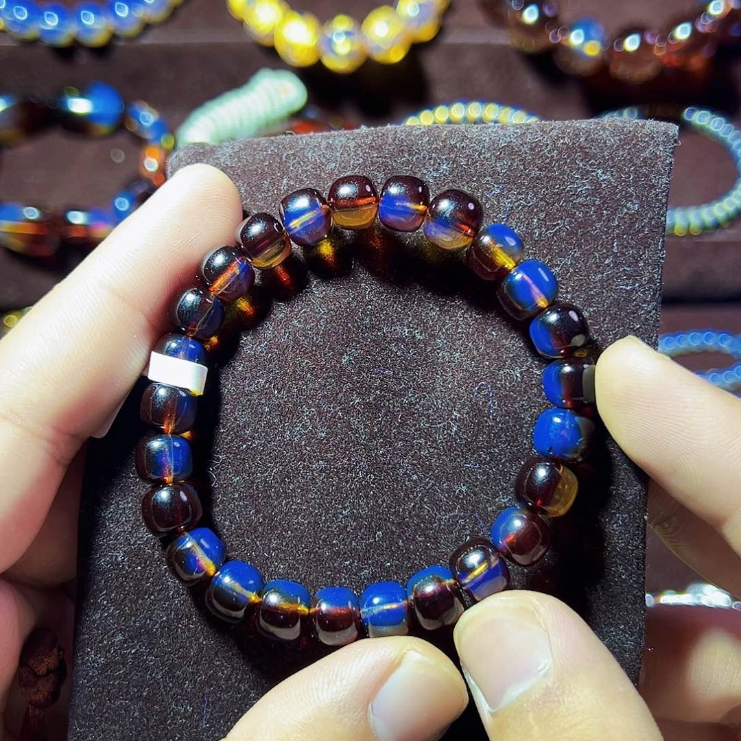 蓝珀珠宝奇石未镶嵌墨西哥8大加红蓝老形