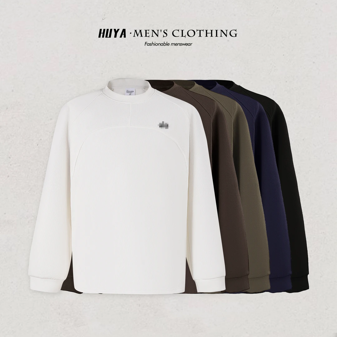 虎牙兄弟2025冬季糯米双面暖绒时尚拼接立体胶印字母卫衣男 Z6366