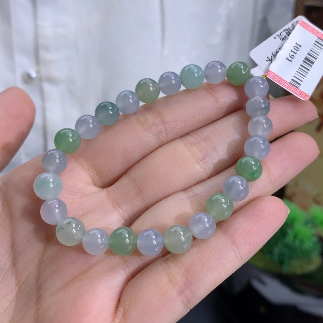 未镶嵌手串翡翠卡6.8-7.6冰胶多宝飘花