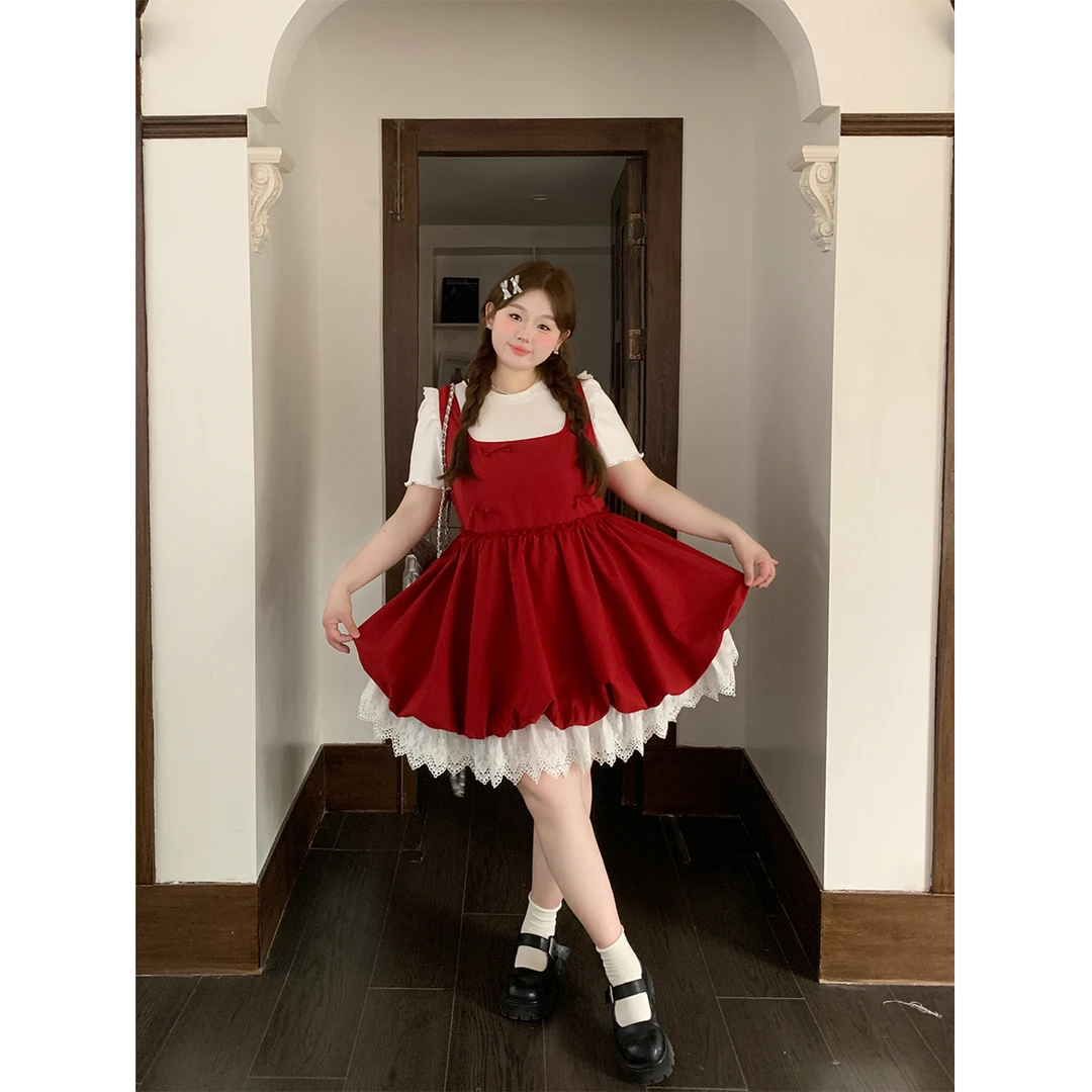 徐达布【私藏清单】大码红色连衣裙宽松度假春游背心裙L30967C51