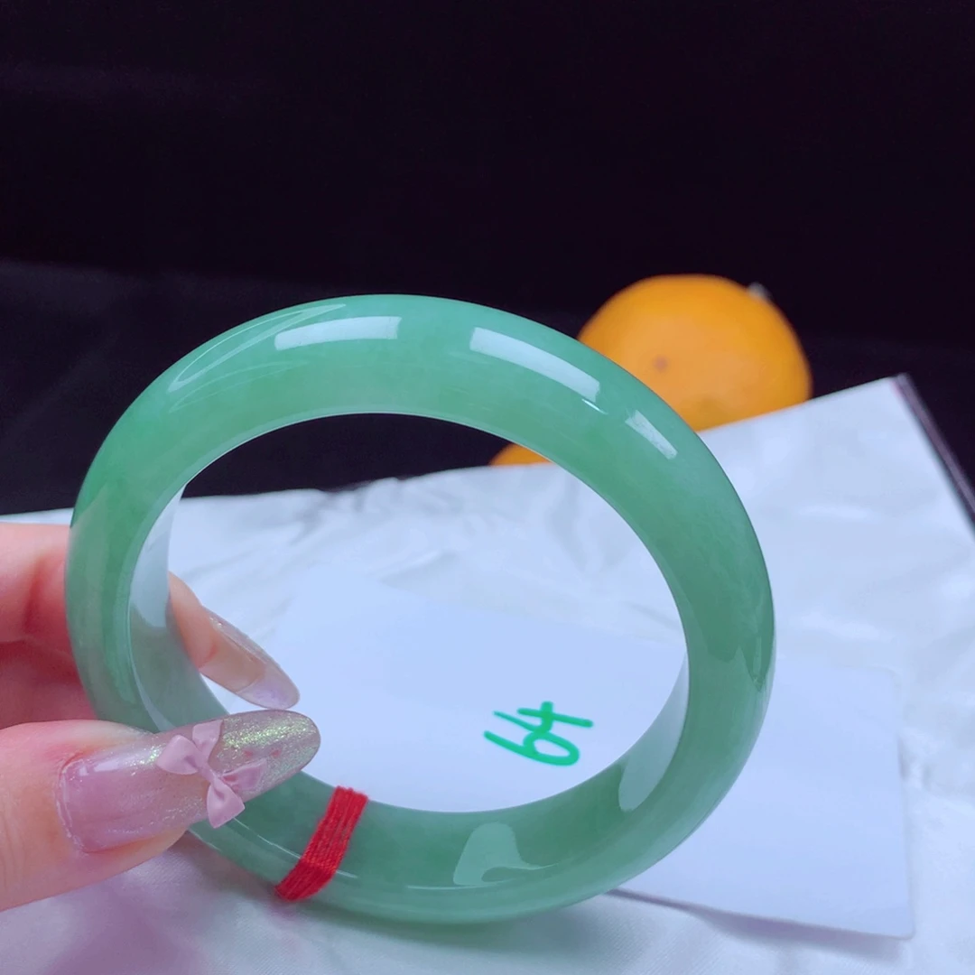 未镶嵌手镯翡翠天然缅甸翡翠A货手镯 宽版64号