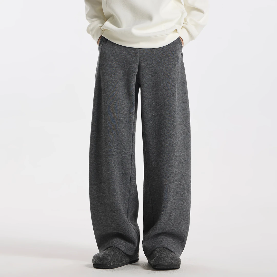 GCCDUPE77『浔真』简约时尚羊毛色纺混色高级感保暖加绒毛呢休闲裤