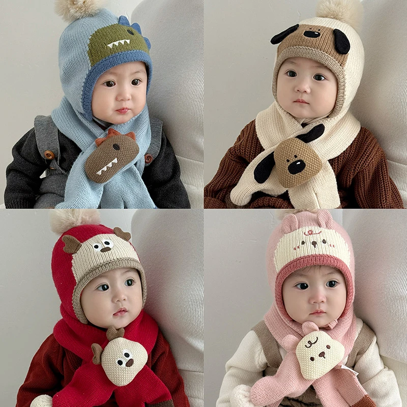 可爱针织儿童帽秋冬季婴幼儿男女宝宝护耳帽冬款针织保暖毛线帽潮