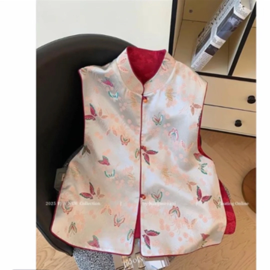 春季马甲女中国风提花马夹民族风网红女士马夹时尚复古新中式