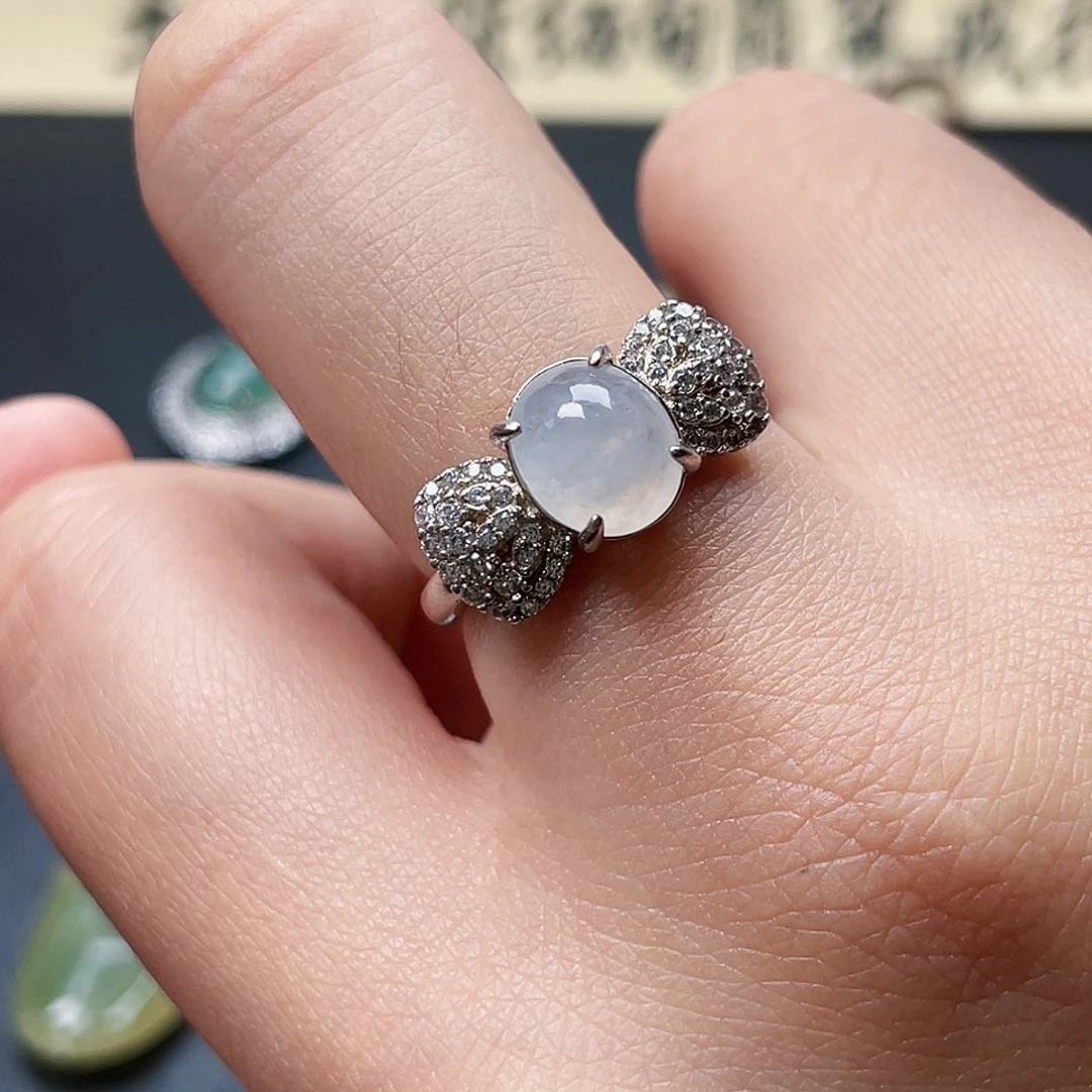 翡翠戒指银S925镶嵌戒指