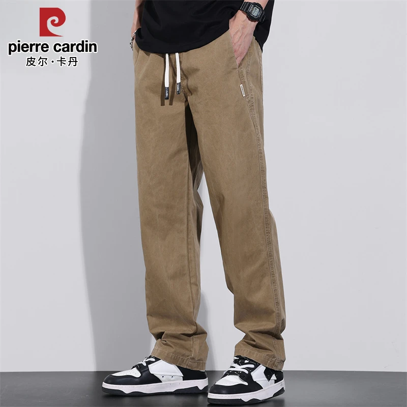 皮尔卡丹男士休闲裤夏季新款潮流美式宽松阔腿百搭工装直筒长裤子