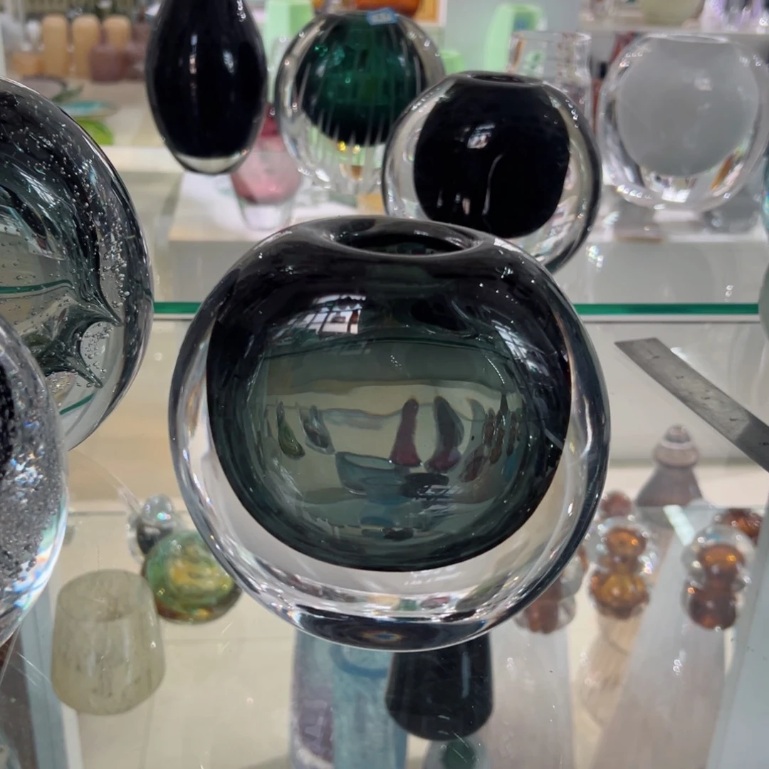 欣*十个轻奢琉璃花器福利正常手工痕迹