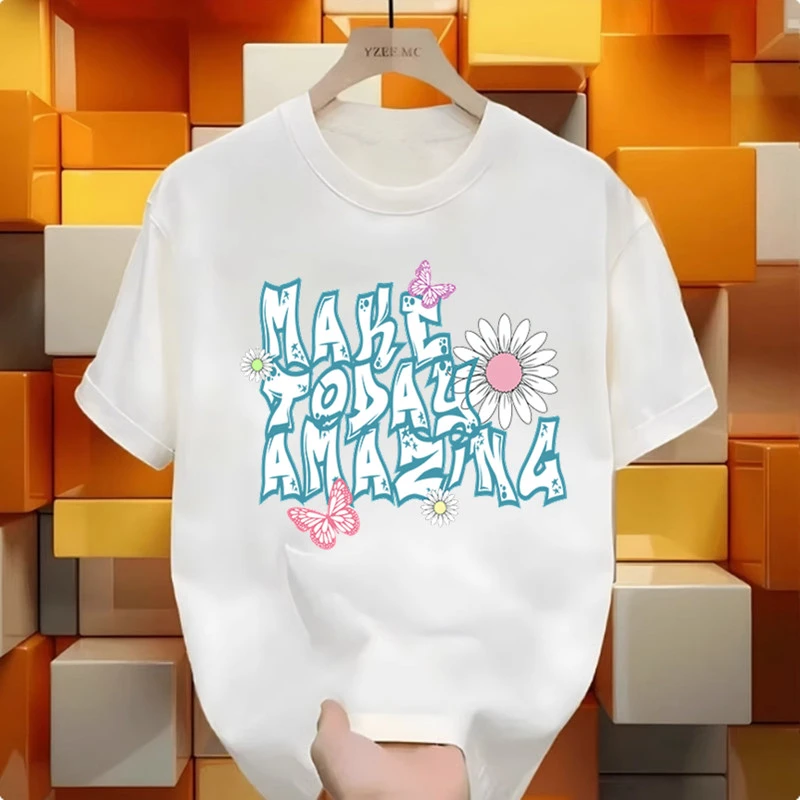 圆领夏季宽松T恤短袖时尚半袖印花青春活力洋气百搭男女款