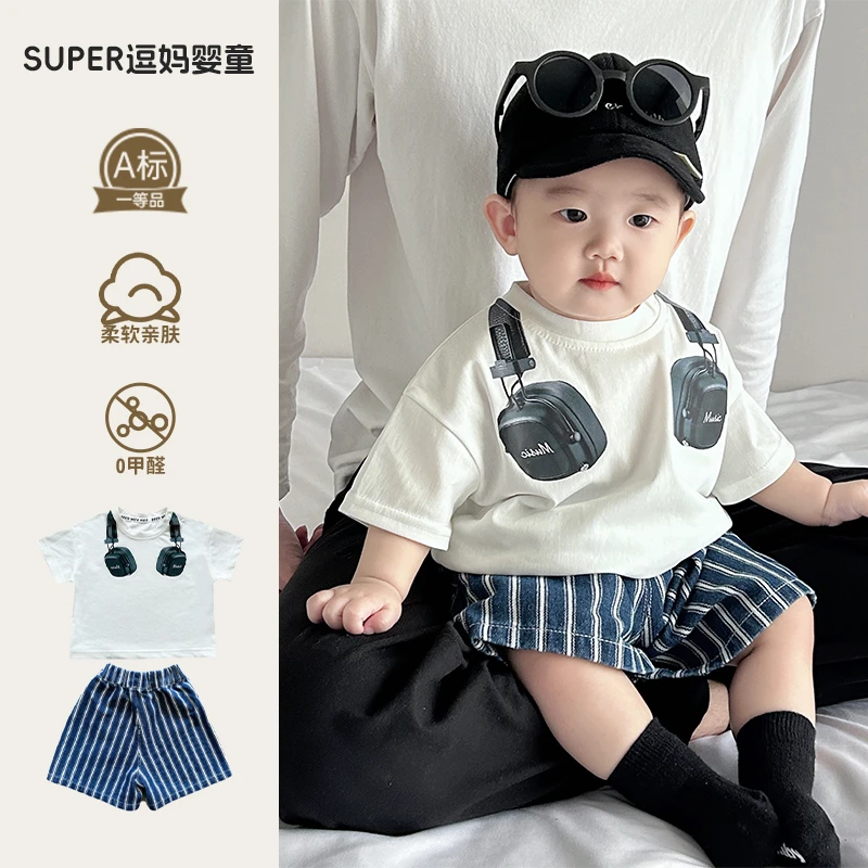 小月龄夏装婴幼儿洋气小套装网红潮服T恤短裤两件套男宝宝韩版潮T