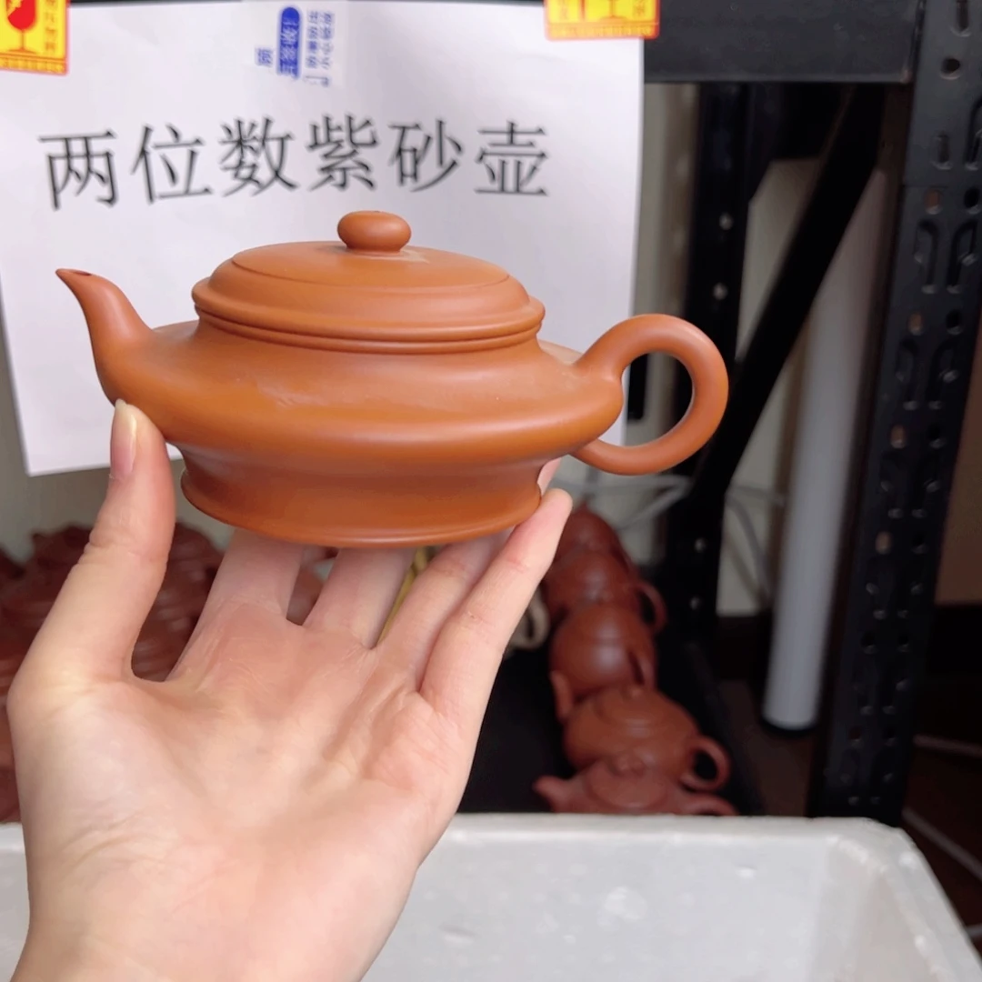 茶壶紫砂朱泥虚扁壶