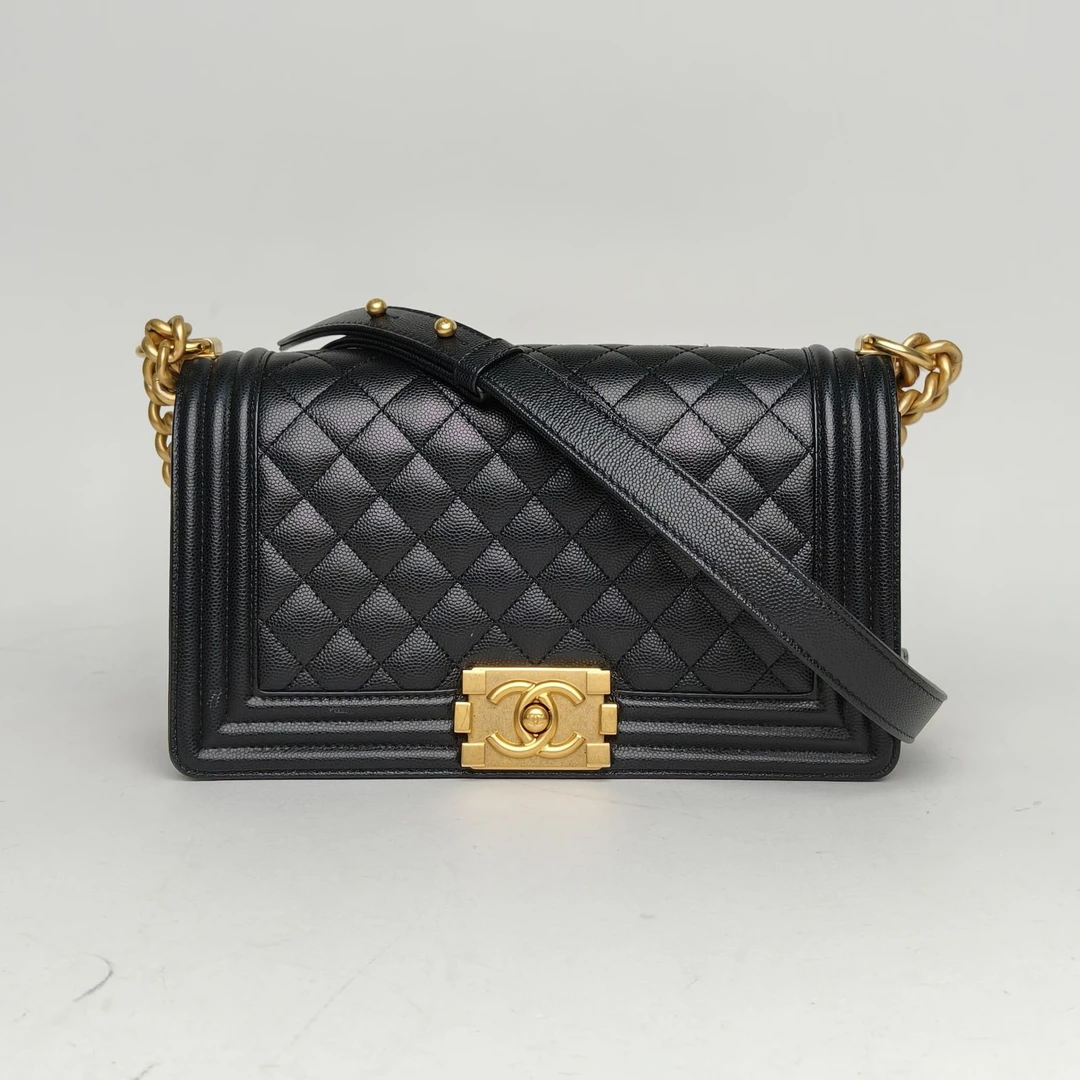 99新 Chanel/香奈儿 珊珊专属Leboy中号 25cm荔枝皮革芯片开 金扣