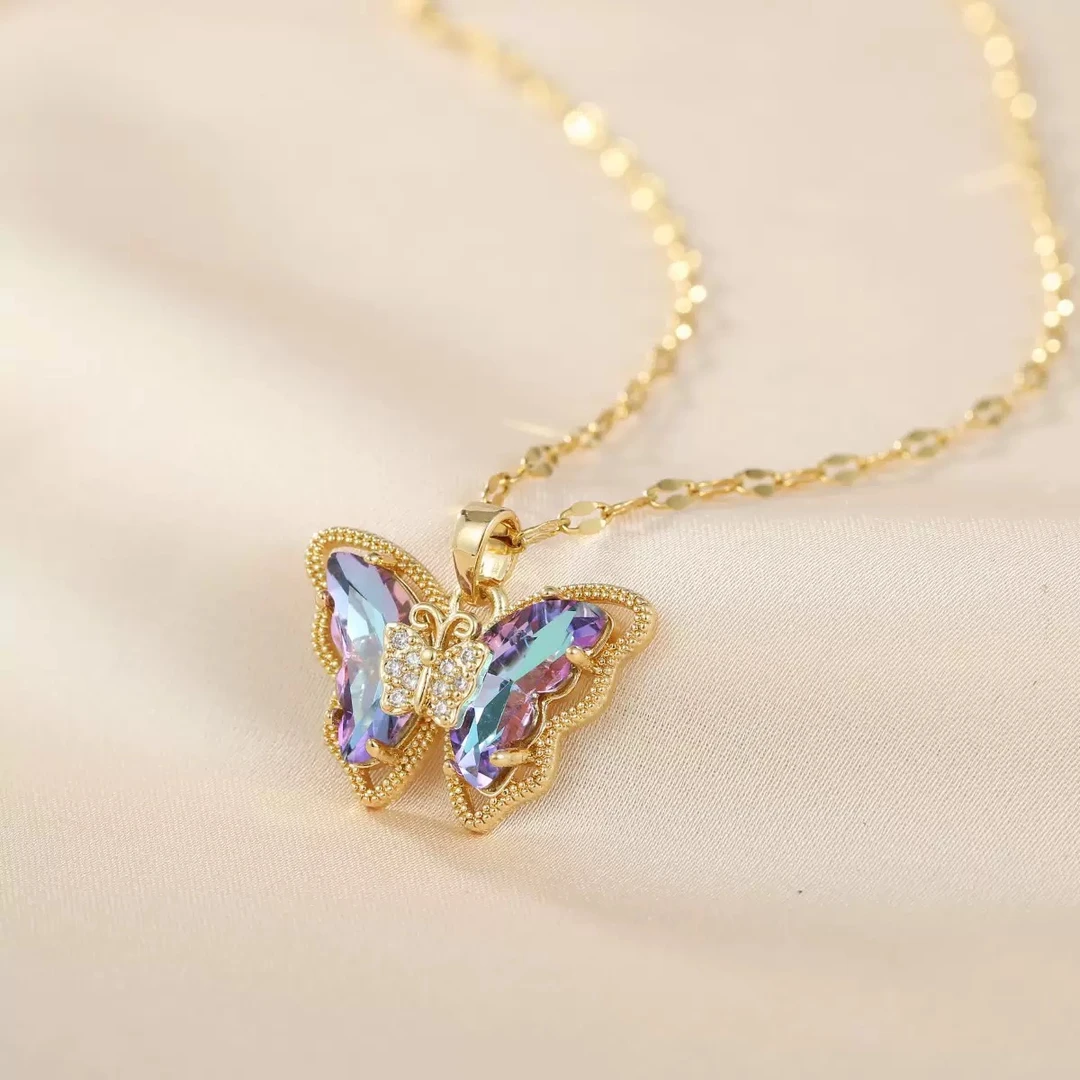 铜合金项链 女少女风51cm(含)-80cm(含)轻奢彩色链子简约D109