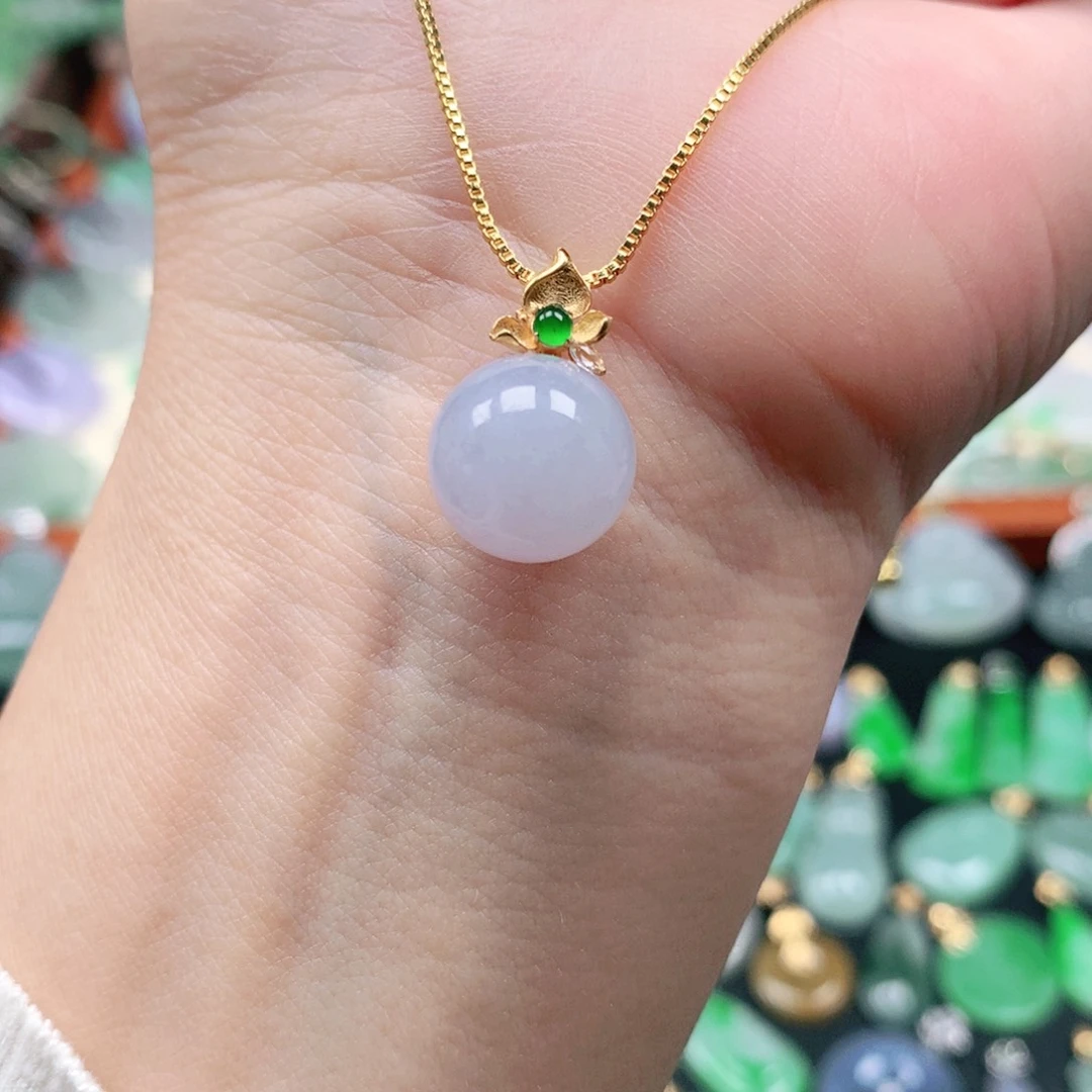 吊坠(不含链)18K金镶嵌翡翠