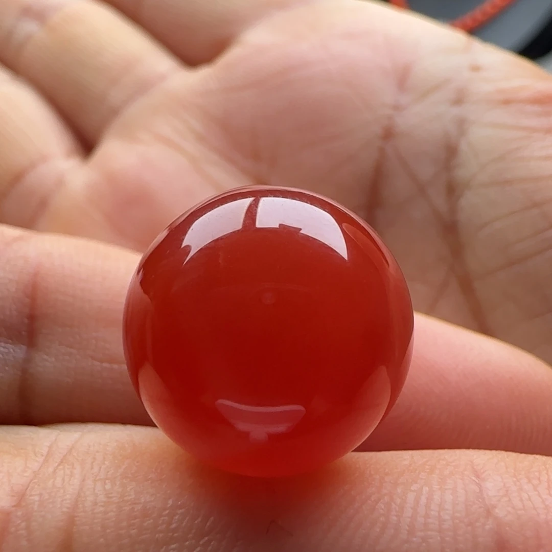 南红玛瑙未镶嵌圆珠16白纹水线