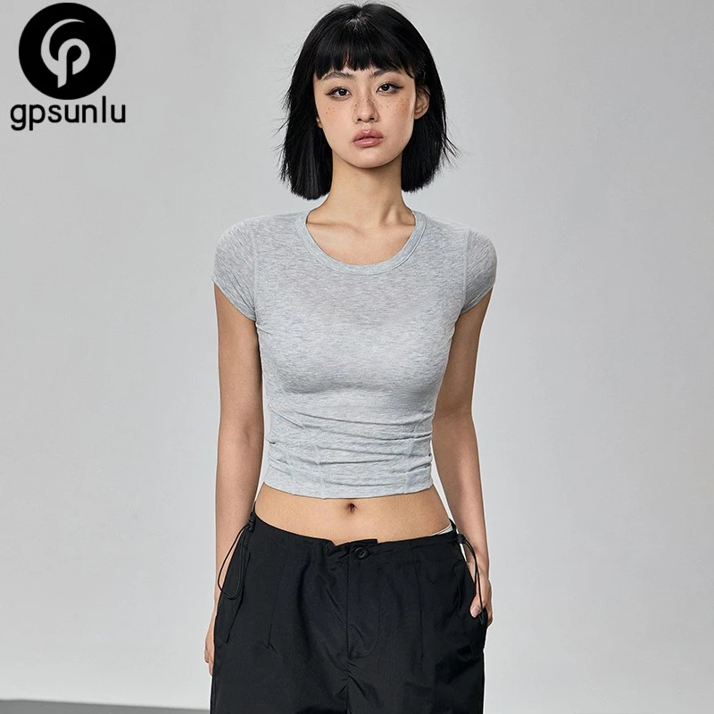 GPSUNLU瑜伽短袖T恤女夏季健身服显瘦跑步透气速干紧身运动上衣