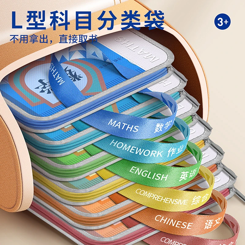 文件袋拉链式学科科目分类袋小学生试卷收纳袋书袋补习手提袋作业
