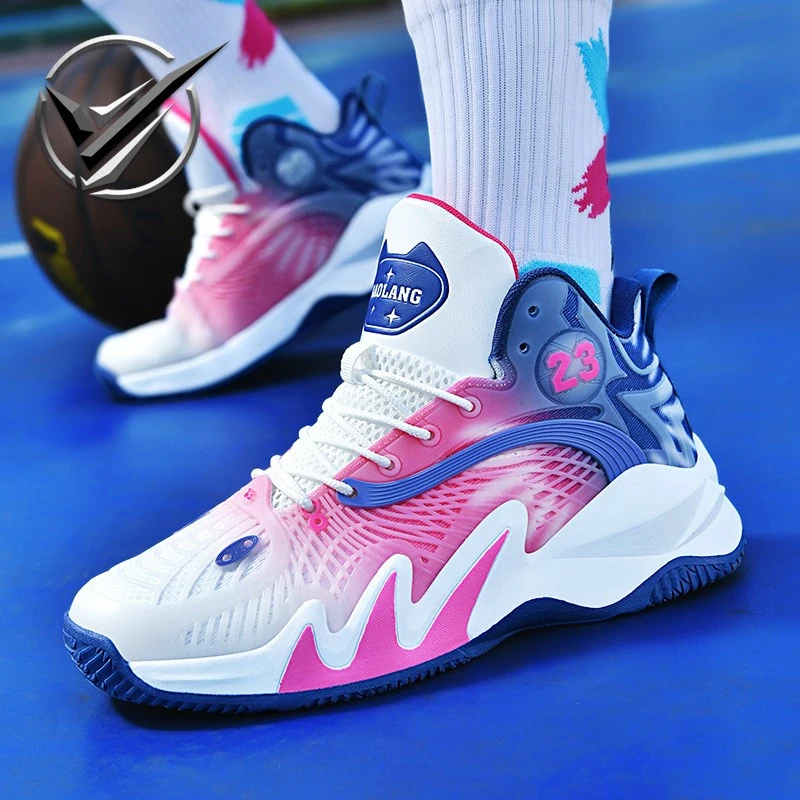 笑相迎球鞋男鞋夏季学生实战高帮篮球运动鞋透气减震防滑跑步球鞋