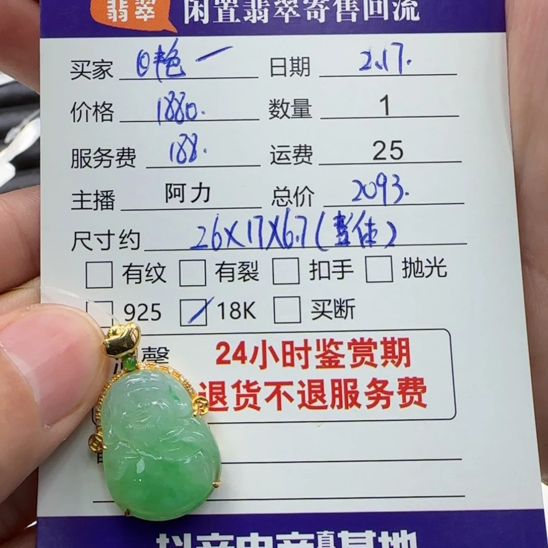 翡翠颈饰18K金镶嵌@**@翡翠