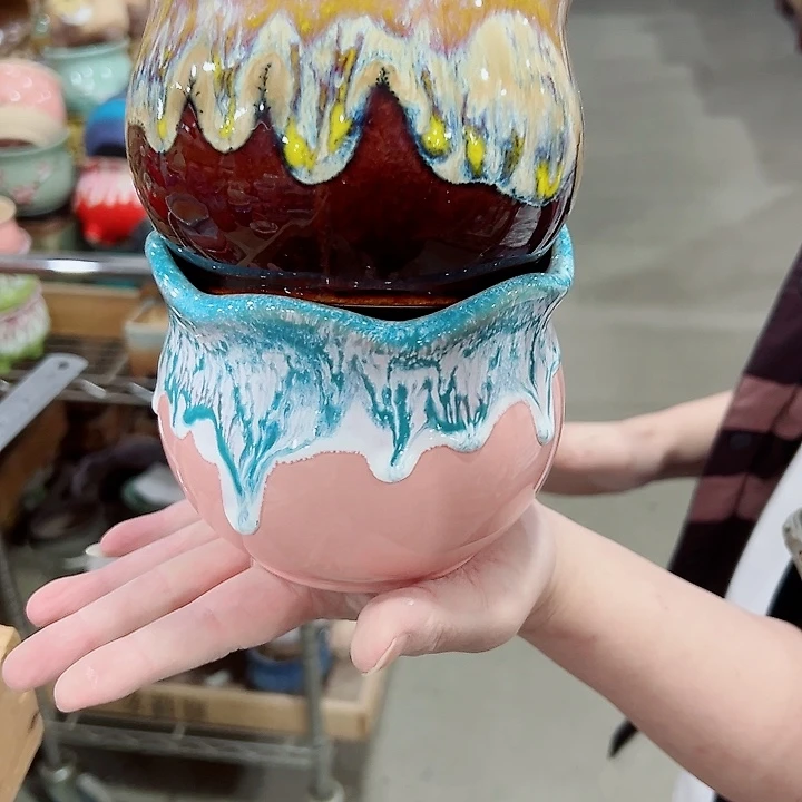 有孔.凑满10元发货多肉陶瓷花盆！