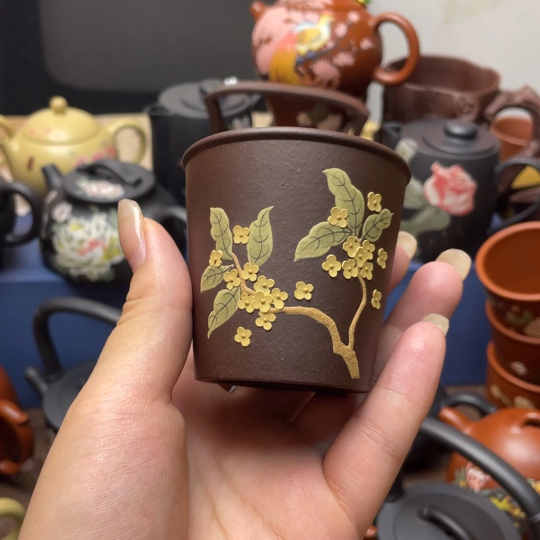 紫泥茶杯紫砂主人杯100cc