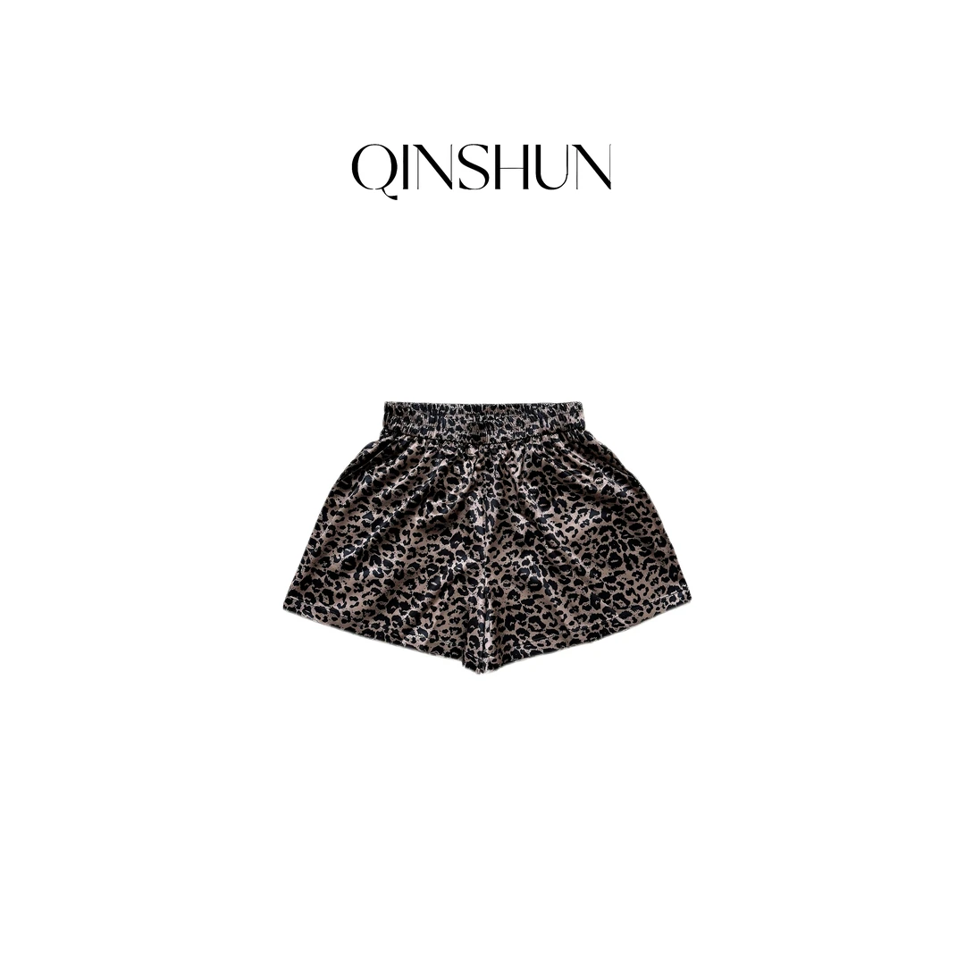 【芊姐 QINSHUN】夏季丝滑薄款松紧腰豹纹宽松显瘦短裤