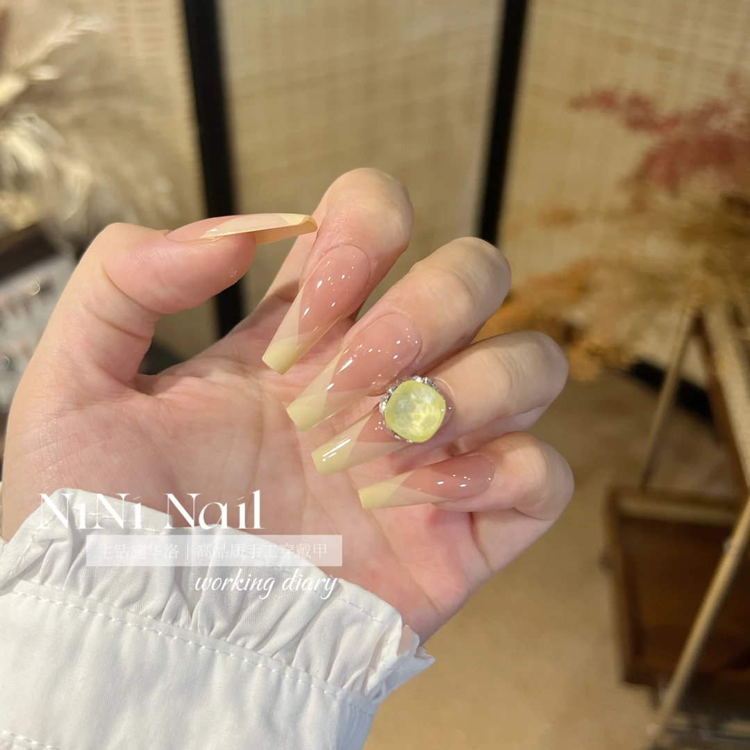 NINI【云深几许3.0】欧根纱格纹穿戴甲施家华子钻纯手工穿戴甲