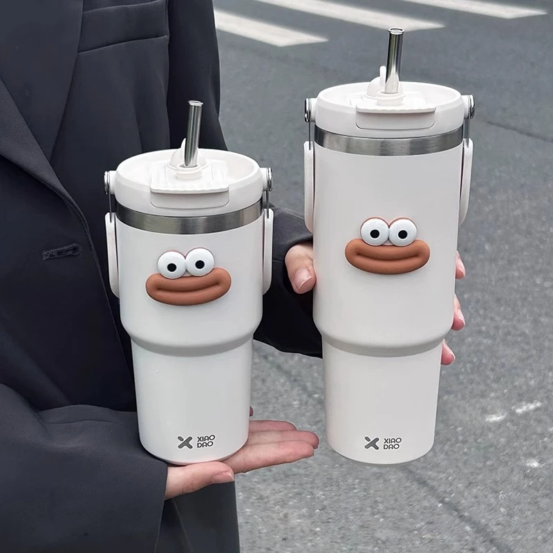 网红双饮保温杯女生高颜值吸管冰霸杯车载保冷水杯汽车杯学生杯子