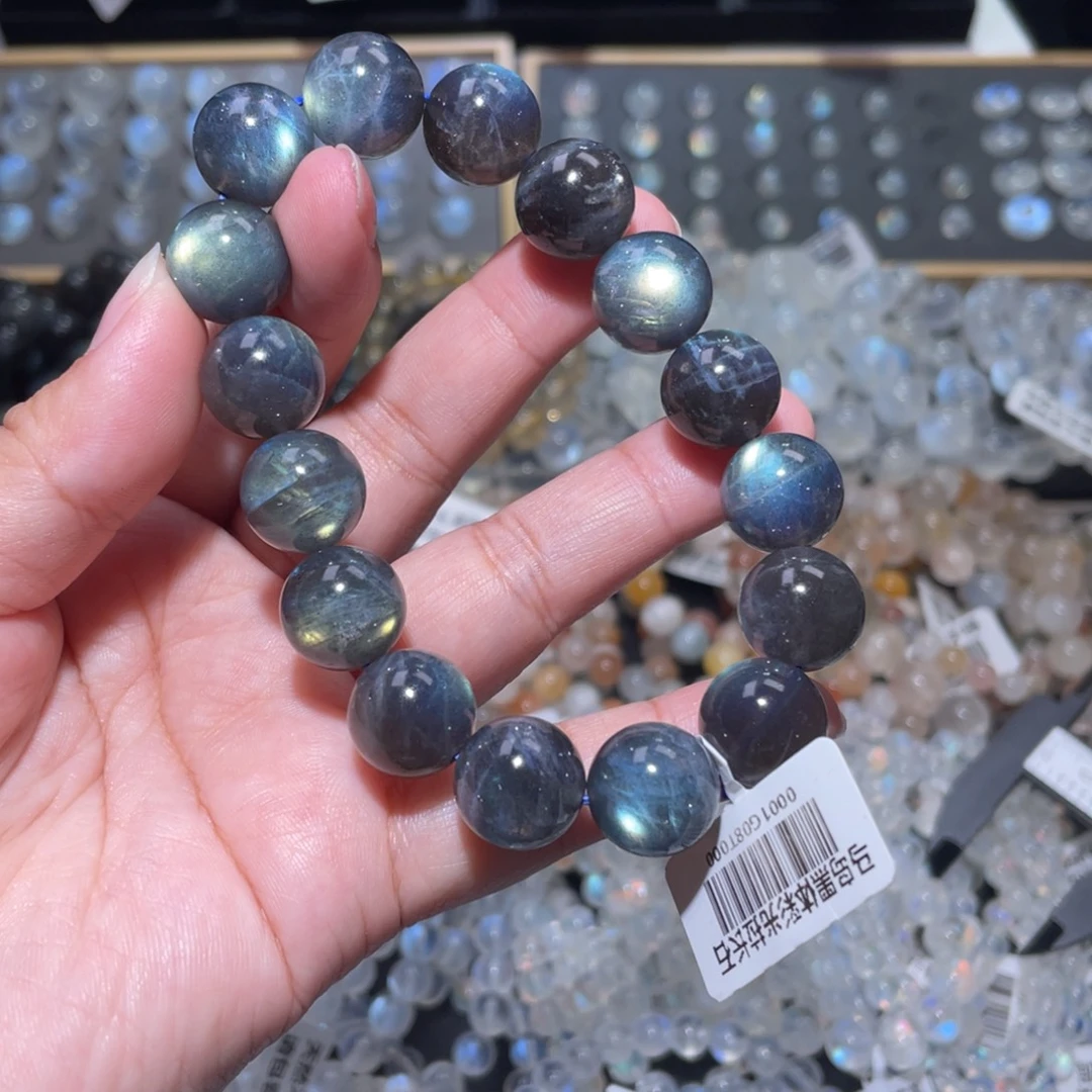 手链长石未镶嵌马岛黑体灰月光手链13mm+