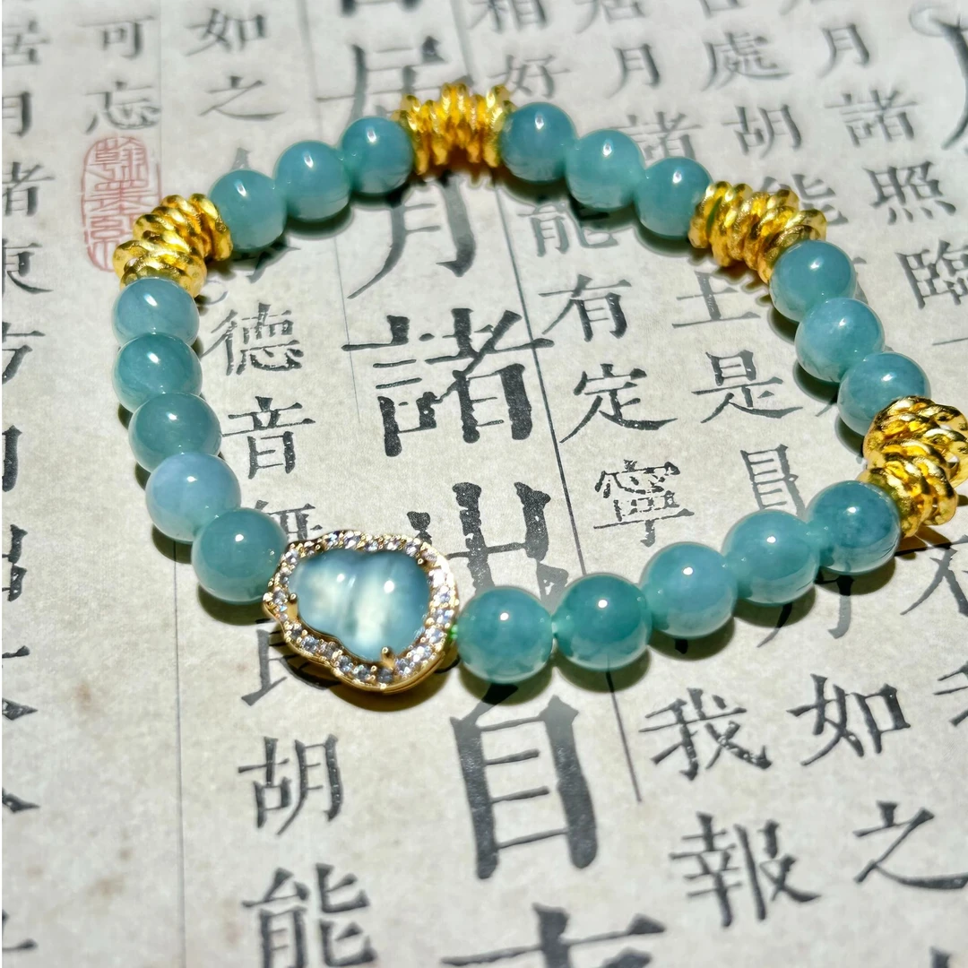 天然翡翠A货盘缠葫芦单圈手串100680