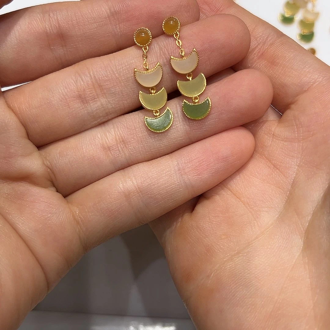 银S925镶嵌定制和田玉芥*颜色多样性发货拍一发一