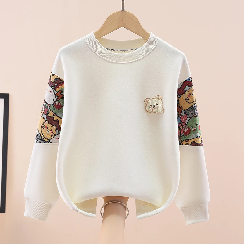 女童卫衣春秋薄款2025新款洋气中大童4-13岁儿童圆领长袖打底衫潮