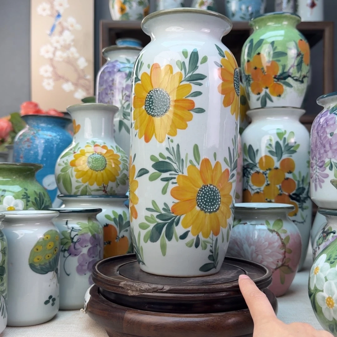 景德镇陶瓷手绘花瓶无孔