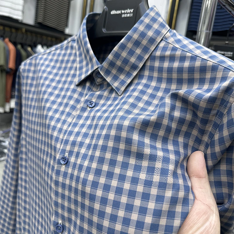 in cotton sea高端格子长袖衬衫男士春装新款休闲潮流商务衬衣