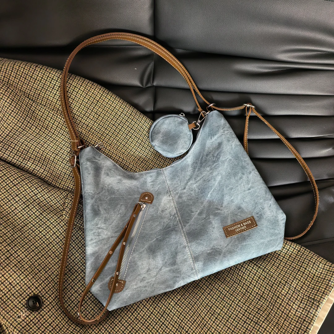 2025爆款大容量牛仔托特包女背包双肩包学生上课通勤包单肩斜挎包