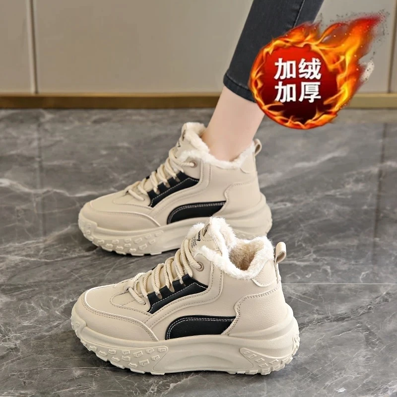 秋冬新款加棉女生韩版加绒高帮板鞋JC32-1