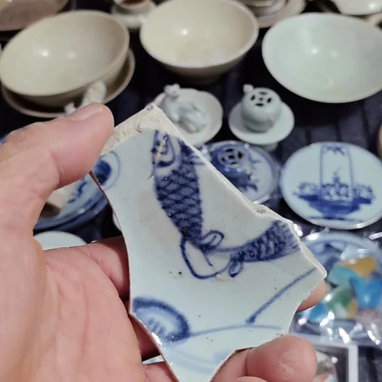 瓷片青花影青杯垫学习标本