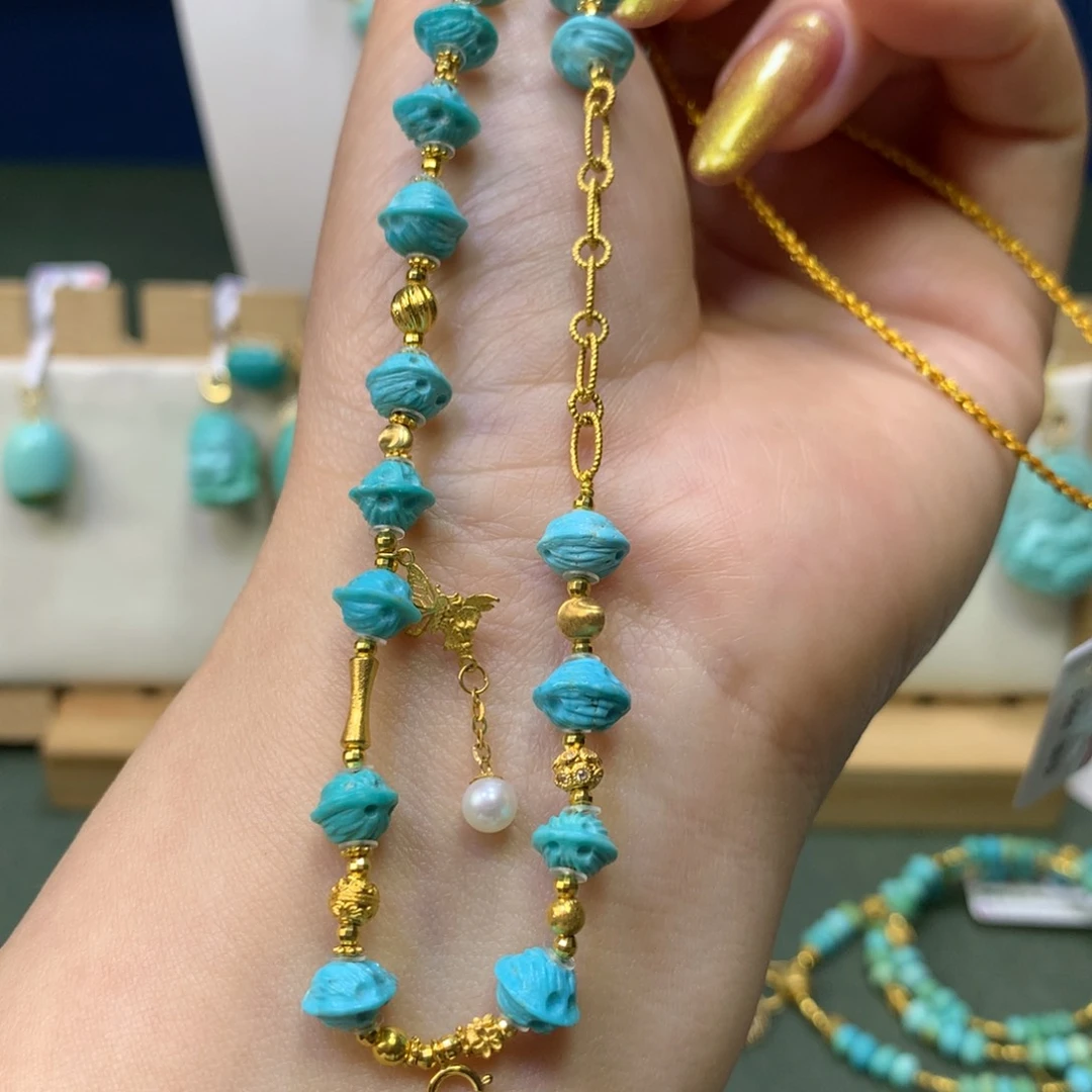 绿松石项链18K金镶嵌