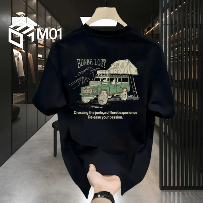 M01潮流痞帅重磅2025夏季新款纯棉短袖T恤男潮牌宽松半袖高端上衣