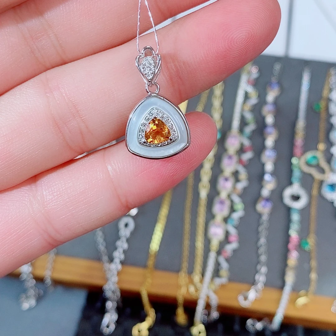 吊坠(不含链)银S925镶嵌黄晶