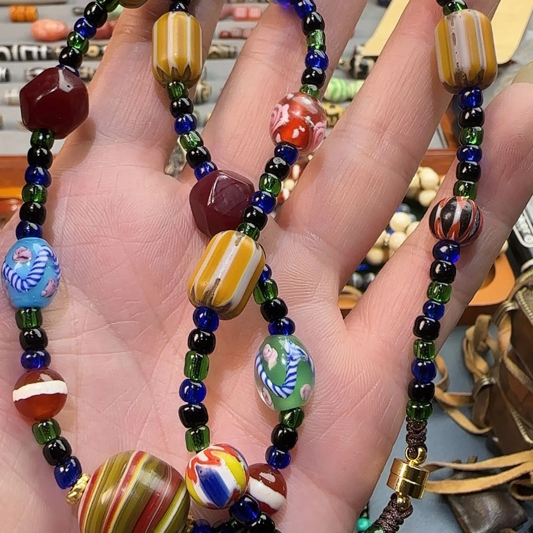 玻璃DIY老琉璃多宝项链