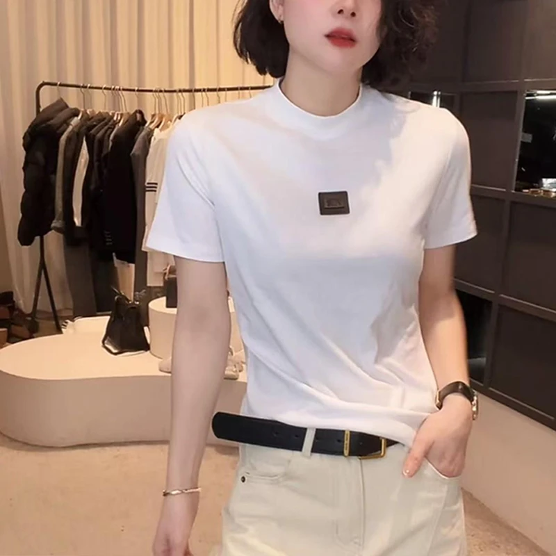 【视频同款】2025早春款圆领设计感时尚百搭短袖显瘦上衣款女T恤