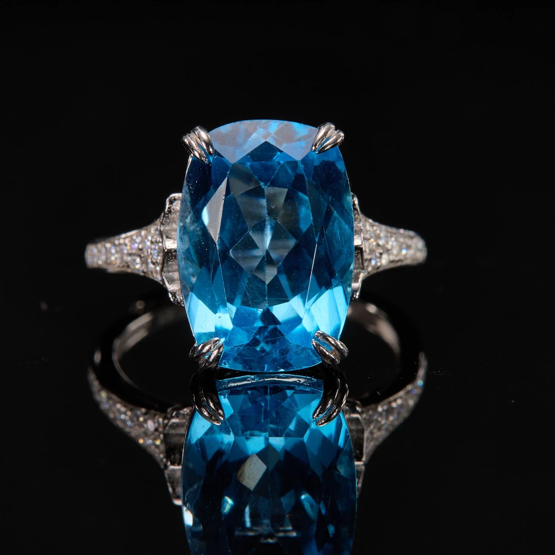 如苑珠宝S925托帕石戒指/10*14多样性发货