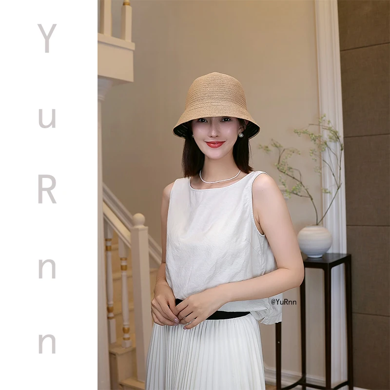 双面戴简约素款日系百搭渔夫草帽出游遮阳休闲百搭盆帽夏YR0017