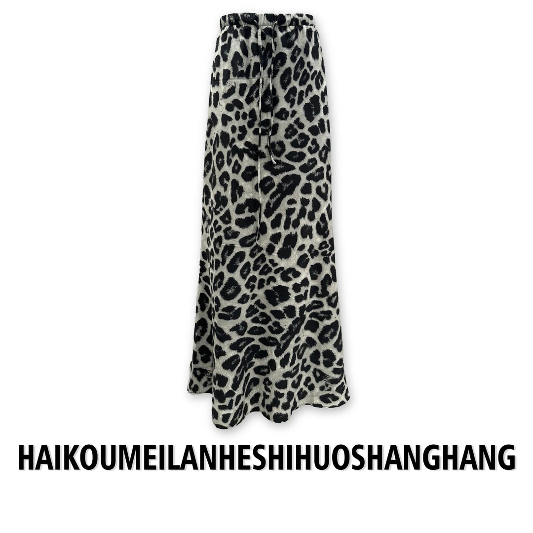 【ZZ严选】16620夏季绑带高腰豹纹长裙女气质鱼尾裙子