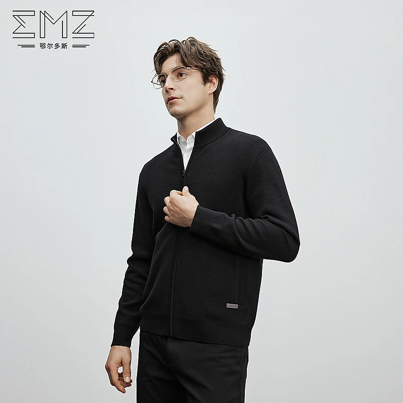 EMZ鄂尔多斯【含绵羊毛&7A抗菌】立领大气锁温保暖商务休闲夹克男