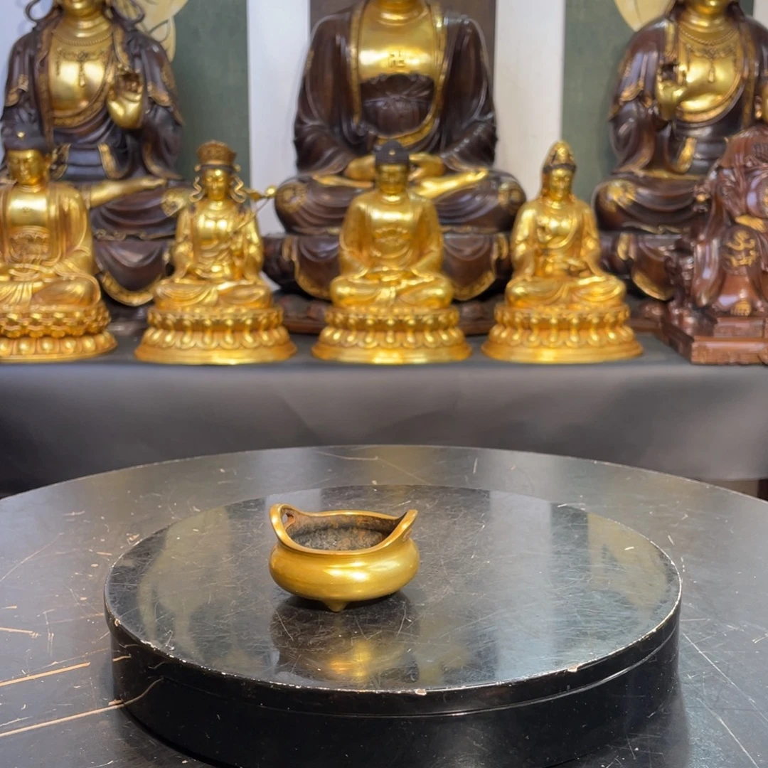 有机玻璃紫铜鎏金小炉子