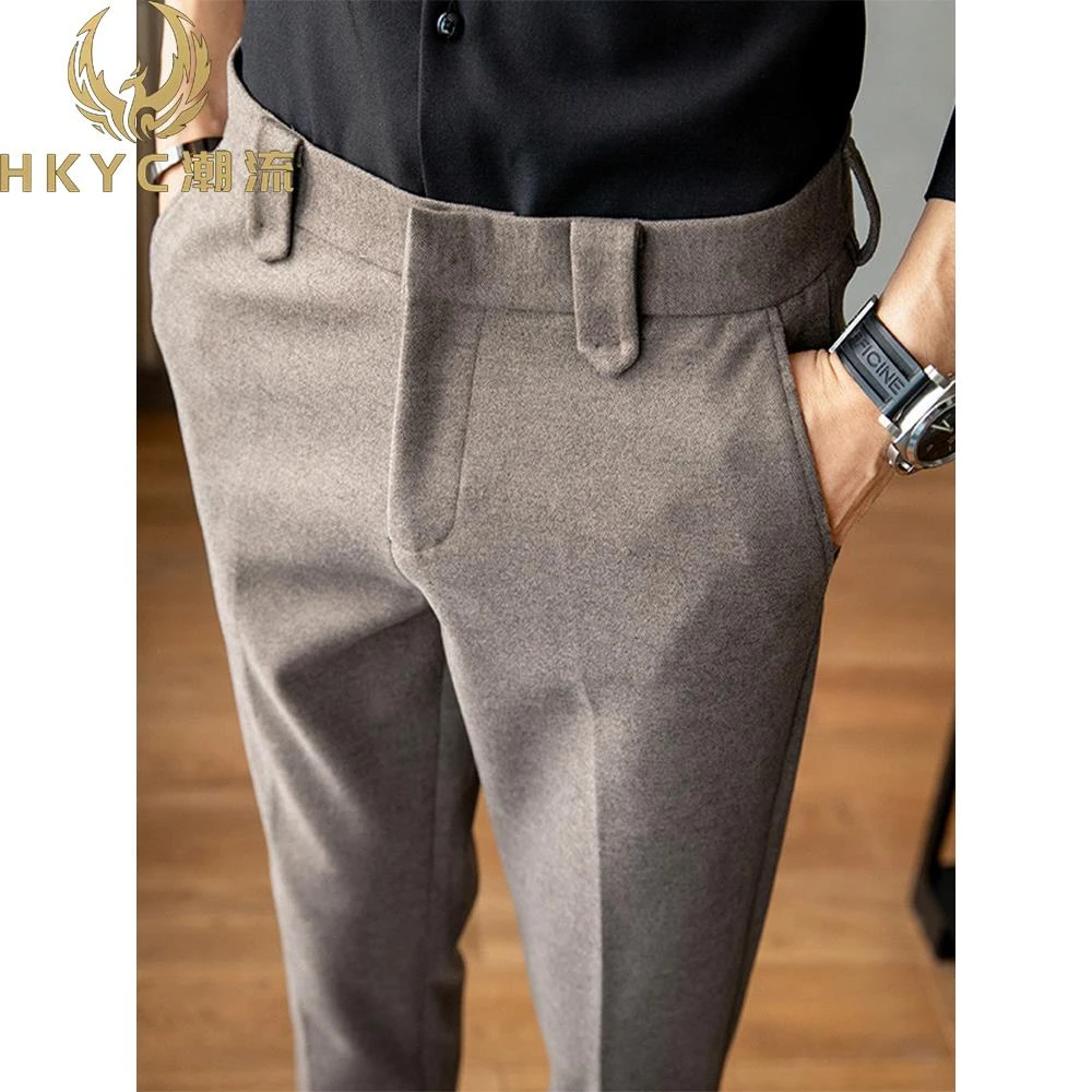 HKYC长裤春秋直筒裤秋冬季免烫西裤休闲裤毛呢潮流修身2025韩版