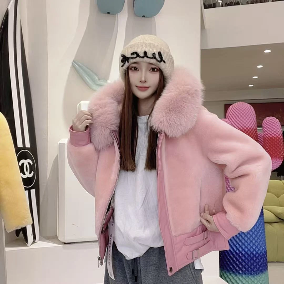 【SUSU推荐】2025女短款休闲风长袖皮毛一体外套-25926