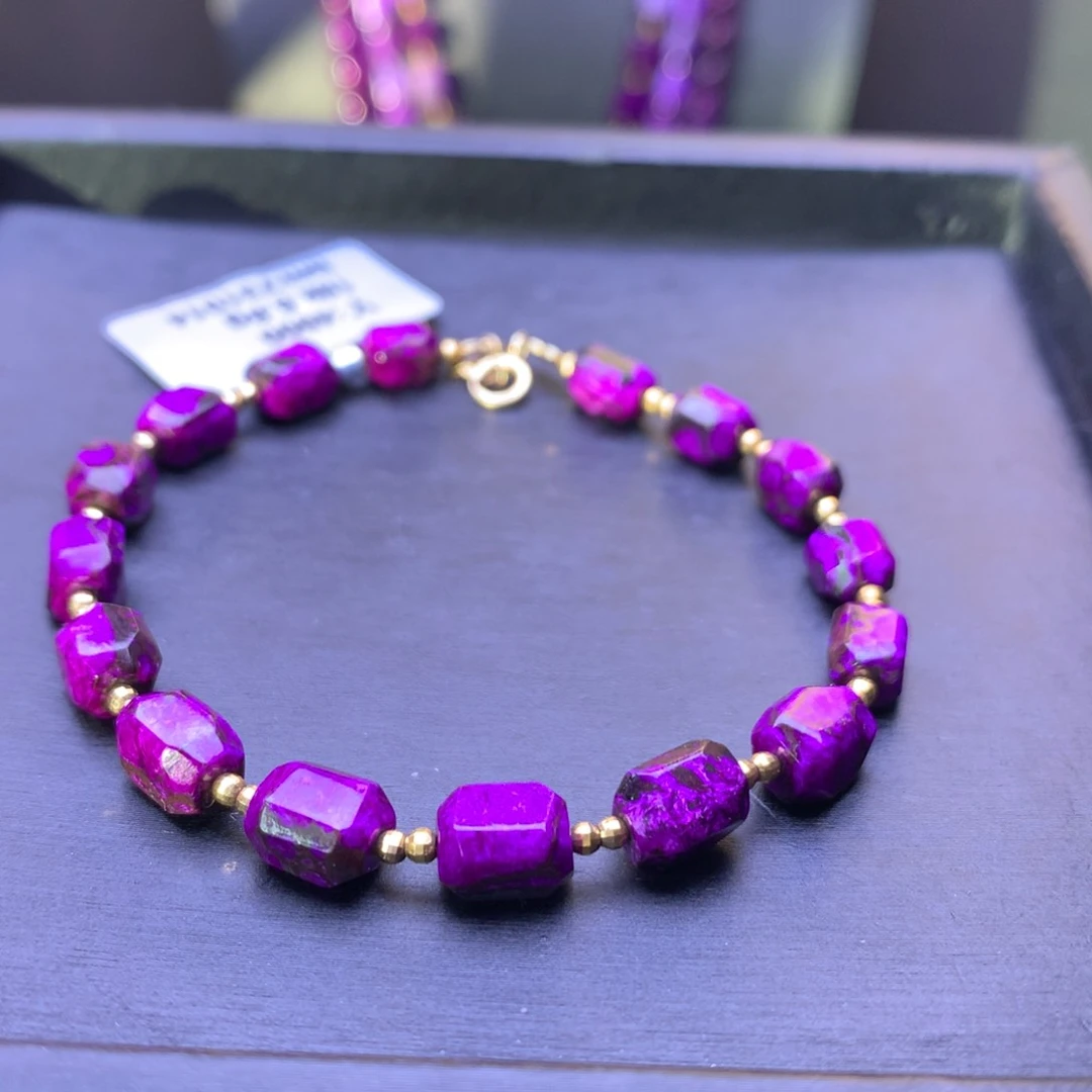 苏纪石（舒俱来）18K金镶嵌丝绒手串