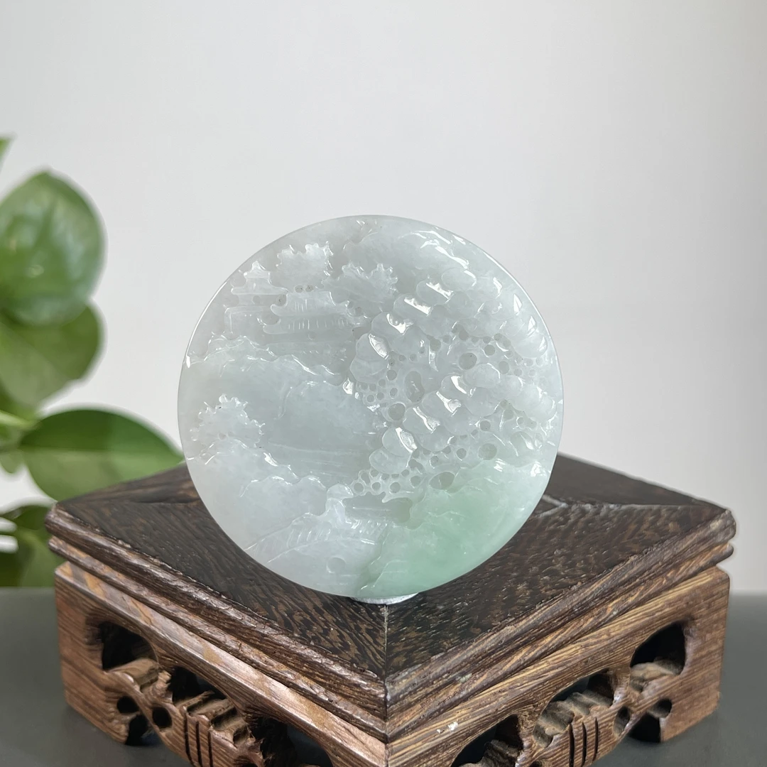 JGB24-42  天然缅甸A货翡翠  山水牌